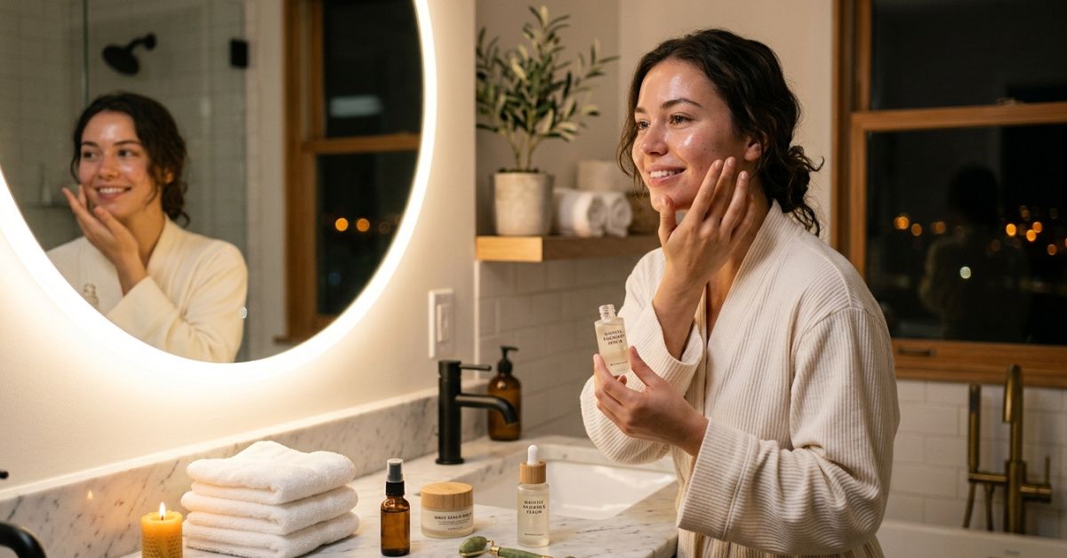 Rituel beauté du soir 4 gestes pour un teint frais au réveil